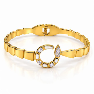 Gold Stainless Steel Snake Bangle with Zirconia and White Accents Gold Stainless Steel Snake Bangle with Zirconia and White Accents