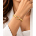 Gold Stainless Steel Snake Bangle with Zirconia and White Accents Gold Stainless Steel Snake Bangle with Zirconia and White Accents