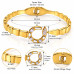 Gold Stainless Steel Snake Bangle with Zirconia and White Accents Gold Stainless Steel Snake Bangle with Zirconia and White Accents