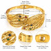 Gold Stainless Steel Double Leaf Bangle with Multi-Colour Zirconia