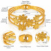 Gold Stainless Steel Floral Bangle – Textured Flower Design Gold Stainless Steel Floral Bangle – Textured Flower Design