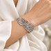 Silver-Tone Stainless Steel Leaf Bangle with Multi-Coloured Zirconia – Elegant Nature-Inspired Bracelet