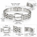 Silver-Tone Stainless Steel Belt Buckle Bangle – Elegant Woven Design Silver-Tone Stainless Steel Belt Buckle Bangle – Elegant Woven Design