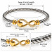 Mixed Metal Stainless Steel Infinity & Heart Twisted Bangle – Gold and Silver Tone Mixed Metal Stainless Steel Infinity & Heart Twisted Bangle – Gold and Silver Tone