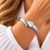 Silver-Tone Stainless Steel Bangle with White Mother-of-Pearl Silver-Tone Stainless Steel Bangle with White Mother-of-Pearl
