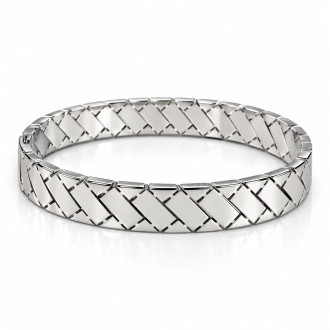 Silver-Tone Stainless Steel Woven Design Bangle